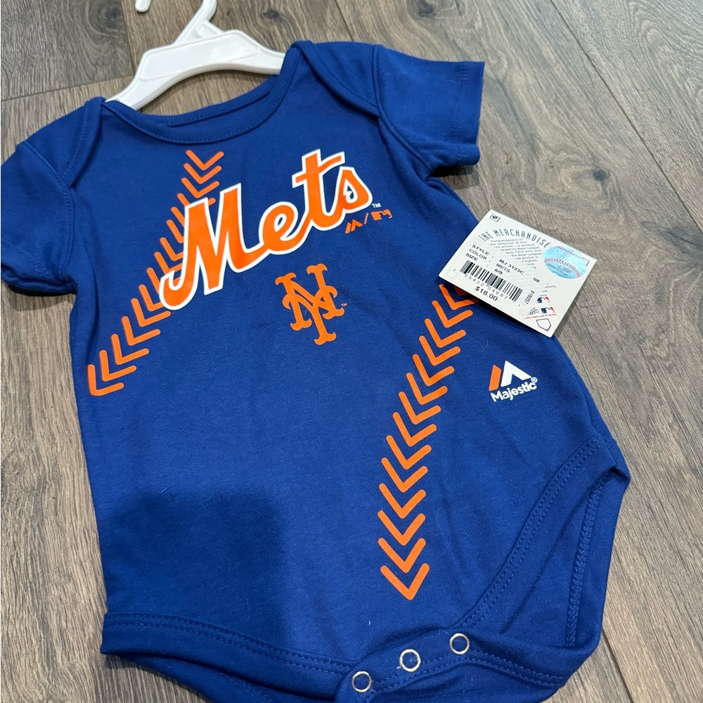 Majestic Blue and Orange Mets Infant Bodysuit